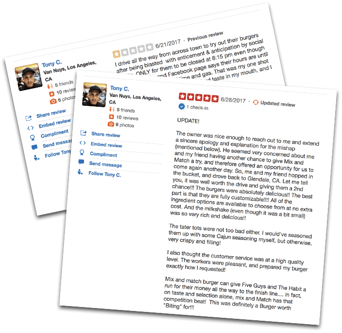 Mix&Match Yelp Comments