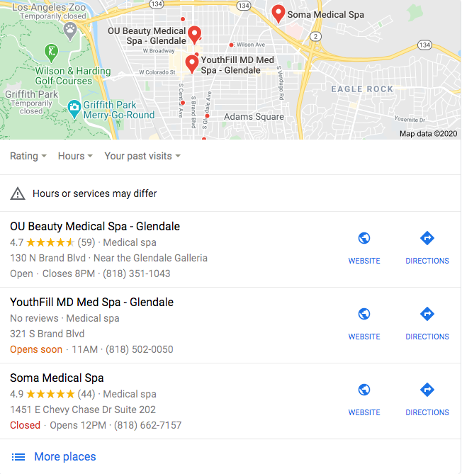 local Google 3 pack - local seo for medical practices